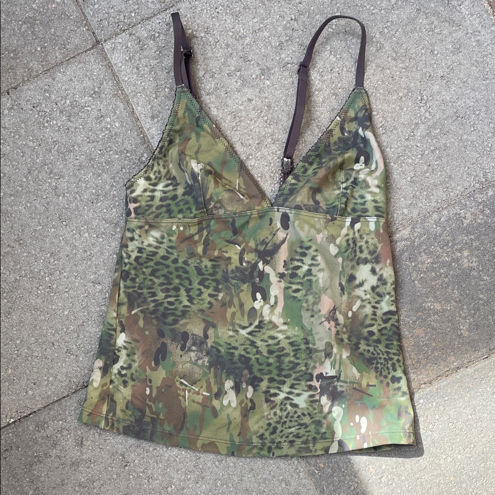Urban Outfitters Green Camouflage V-Neck Cami